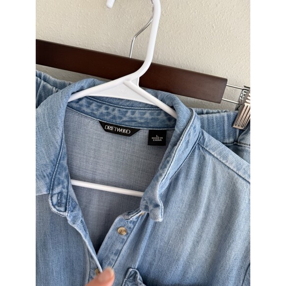 DRIFTWOOD Boho Blue Embroidered Ankle Flare Wide Leg Jeans Women’s Large Set - Picture 3 of 10